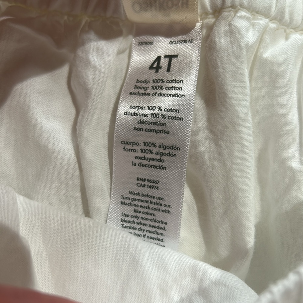 Oshkosh 4t white eyelet skirt 100% cotton - Picture 3 of 5
